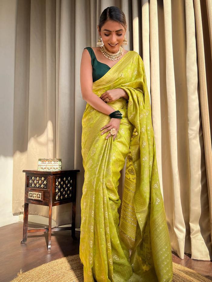 Beleague Yellow Soft Silk Saree With Glorious Blouse Piece