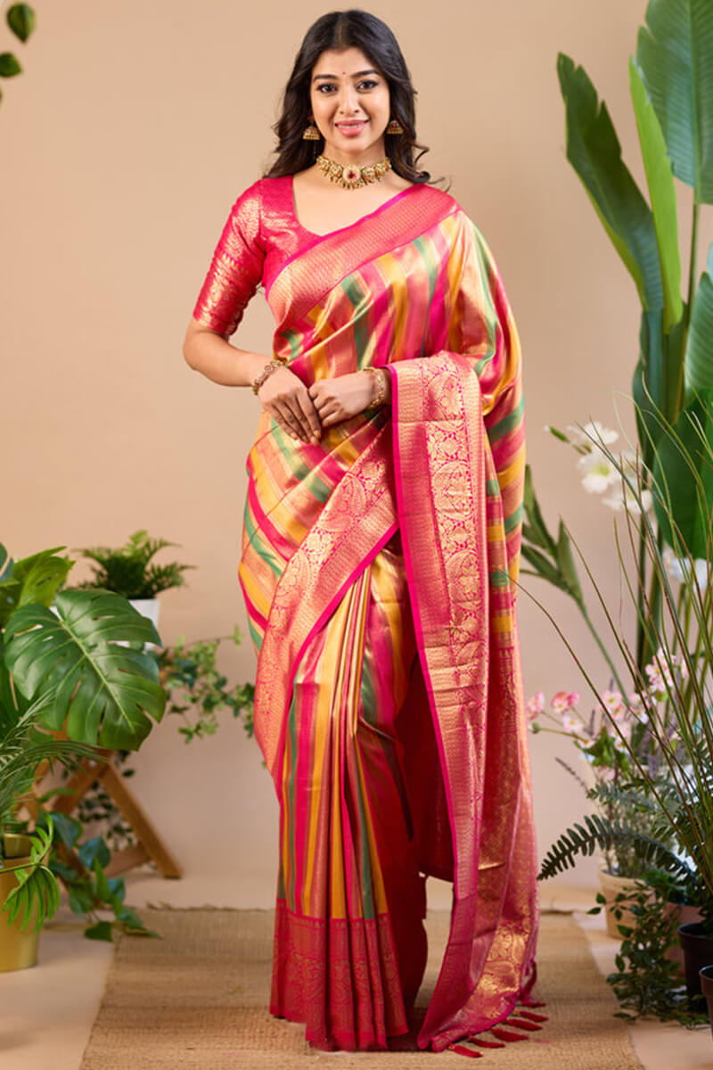 Vivacious Multicolor Soft Banarasi Silk Saree With Splendiferous Blouse Piece