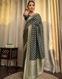 Conflate Dark Green Soft Banarasi Silk Saree With Propinquity Blouse