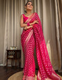 Chatoyant Dark Pink Soft Banarasi Silk Saree With Petrichor Blouse