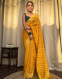 Trendy Wine Soft Banarasi Silk Saree With Tantalizing Blouse Piece