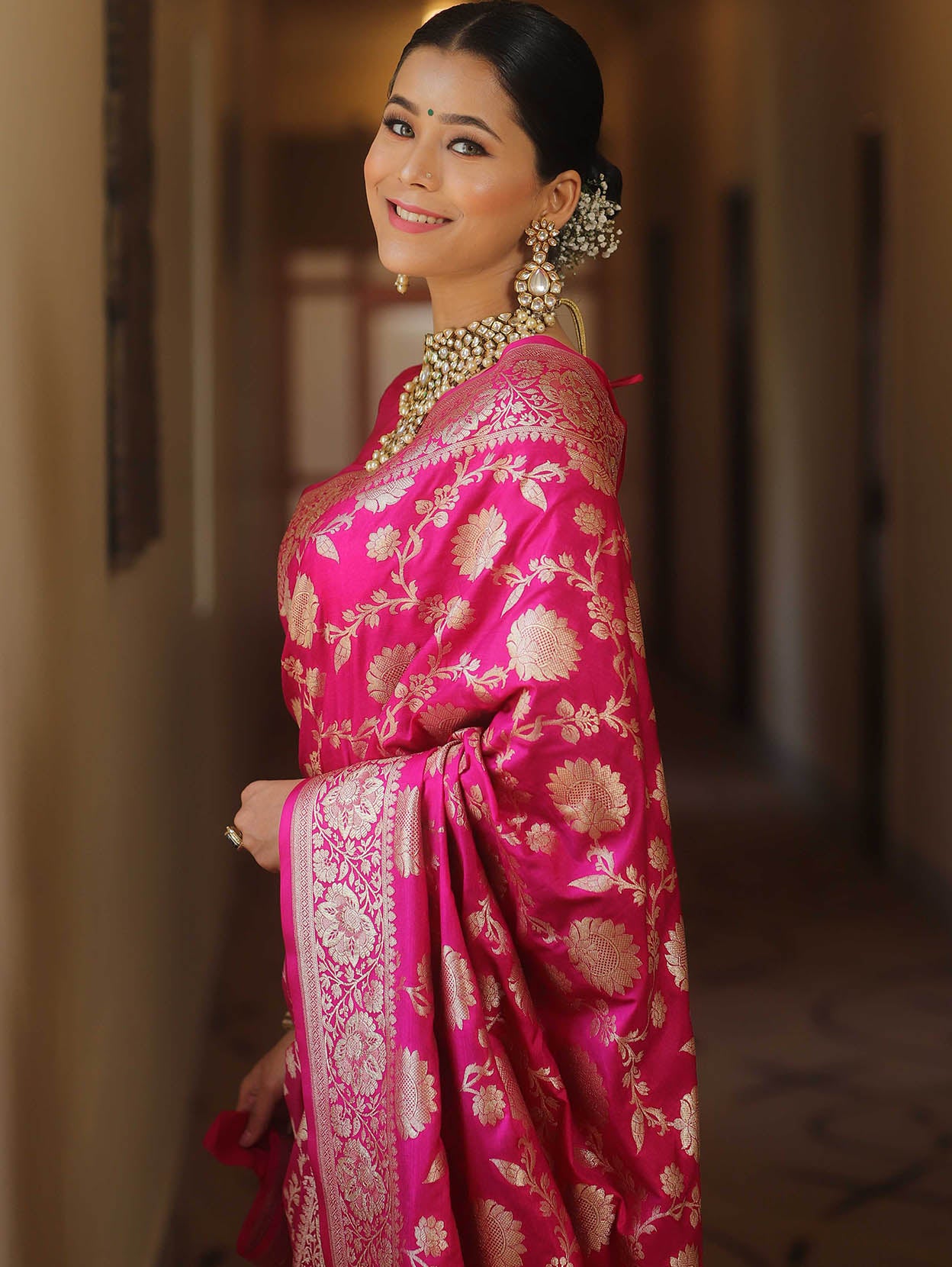 Scintilla Dark Pink Soft Silk Saree With Improbable Blouse Piece