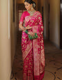 Scintilla Dark Pink Soft Silk Saree With Improbable Blouse Piece