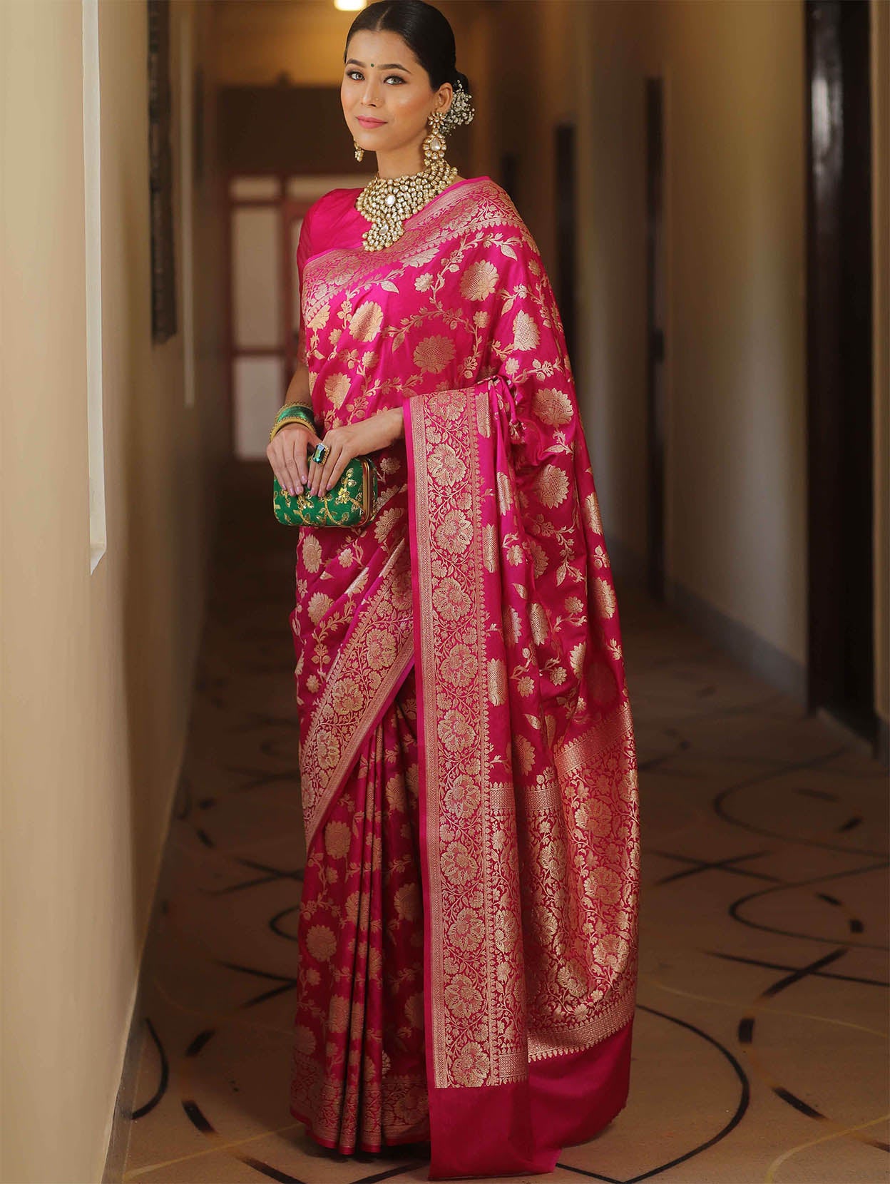 Scintilla Dark Pink Soft Silk Saree With Improbable Blouse Piece