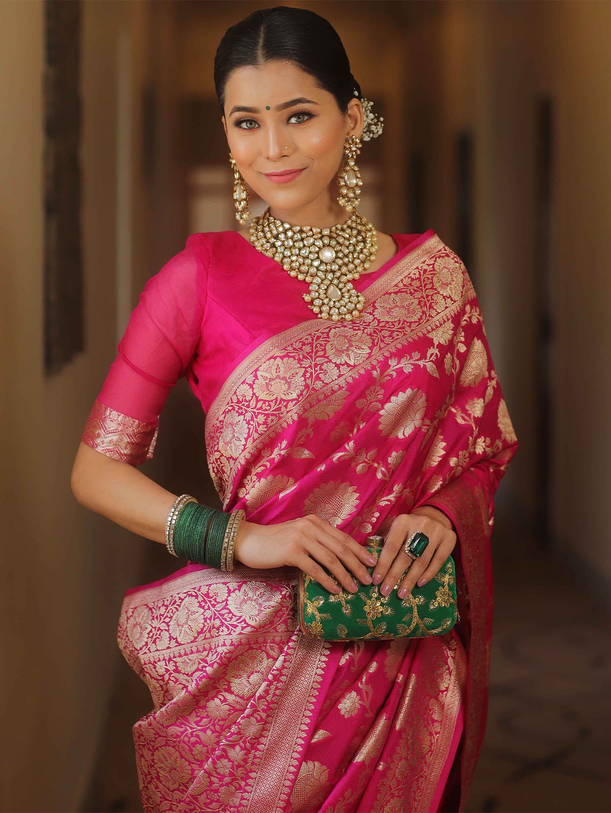 Scintilla Dark Pink Soft Silk Saree With Improbable Blouse Piece