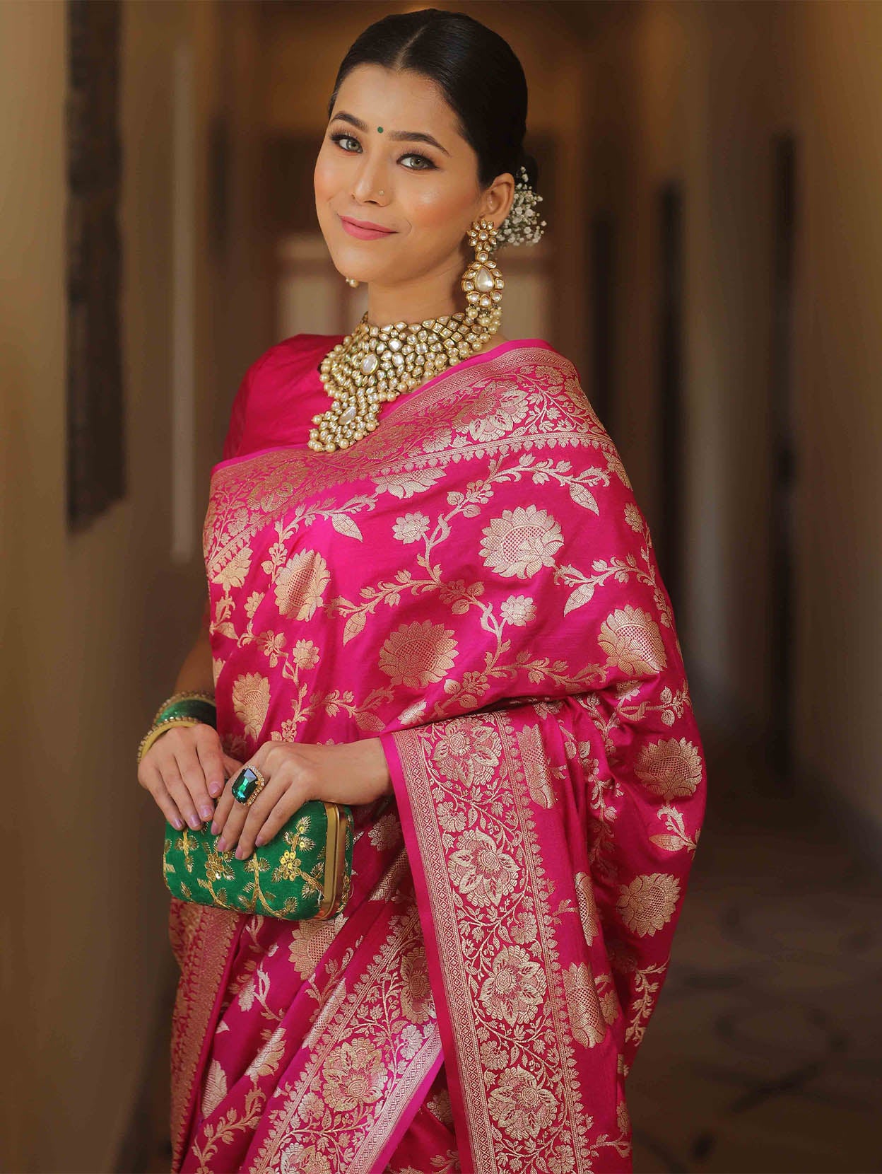 Scintilla Dark Pink Soft Silk Saree With Improbable Blouse Piece