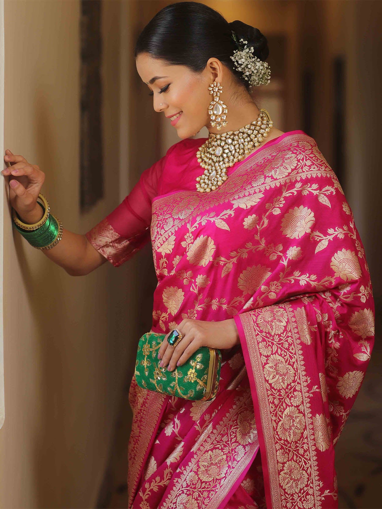 Scintilla Dark Pink Soft Silk Saree With Improbable Blouse Piece