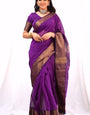 Majestic Magenta Cotton Silk Saree With Gratifying Blouse Piece