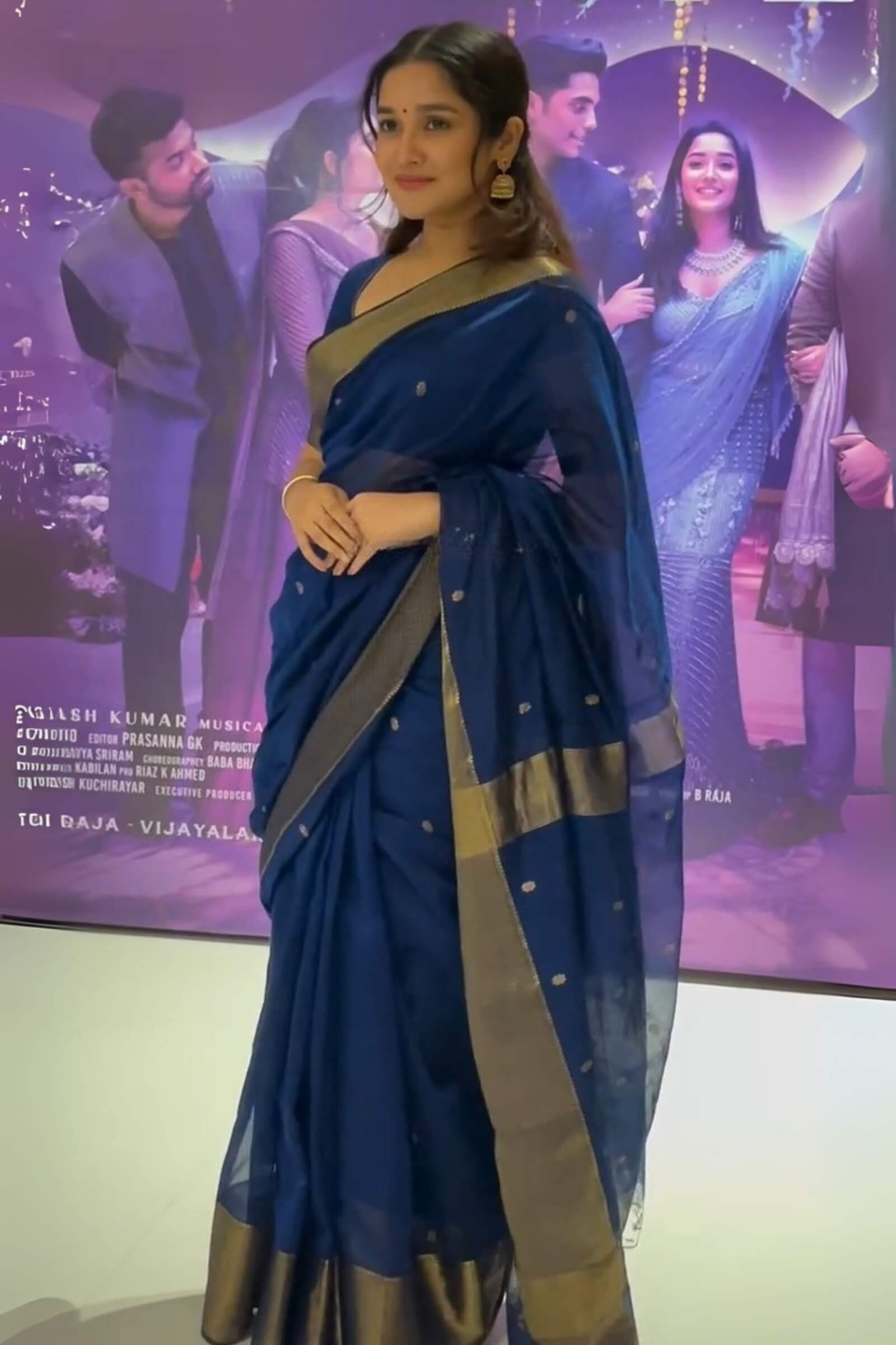 Designer Navy Blue Cotton Silk Saree With Gorgeous Blouse Piece