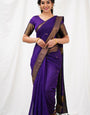 Fugacious Purple Cotton Silk Saree With Angelic Blouse Piece