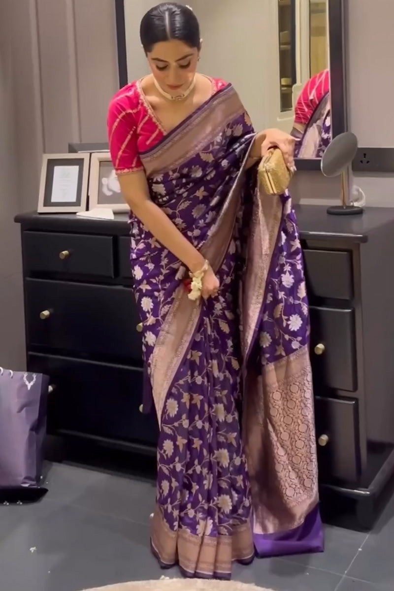 Nemesis Purple Soft Silk Saree With Ideal Blouse Piece