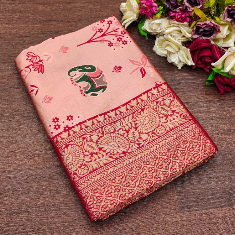 Stunner Pink Soft Silk Saree With Charming Blouse Piece