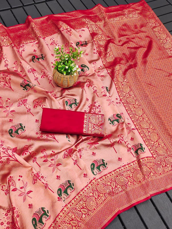 Stunner Pink Soft Silk Saree With Charming Blouse Piece