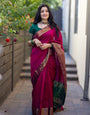 Innovative Dark Pink Soft Silk Saree With Staring Blouse Piece