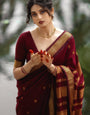 Glowing Maroon Soft Silk Saree With Amazing Blouse Piece