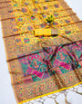 Proficient Yellow Pashmina saree With Vibrant Blouse Piece