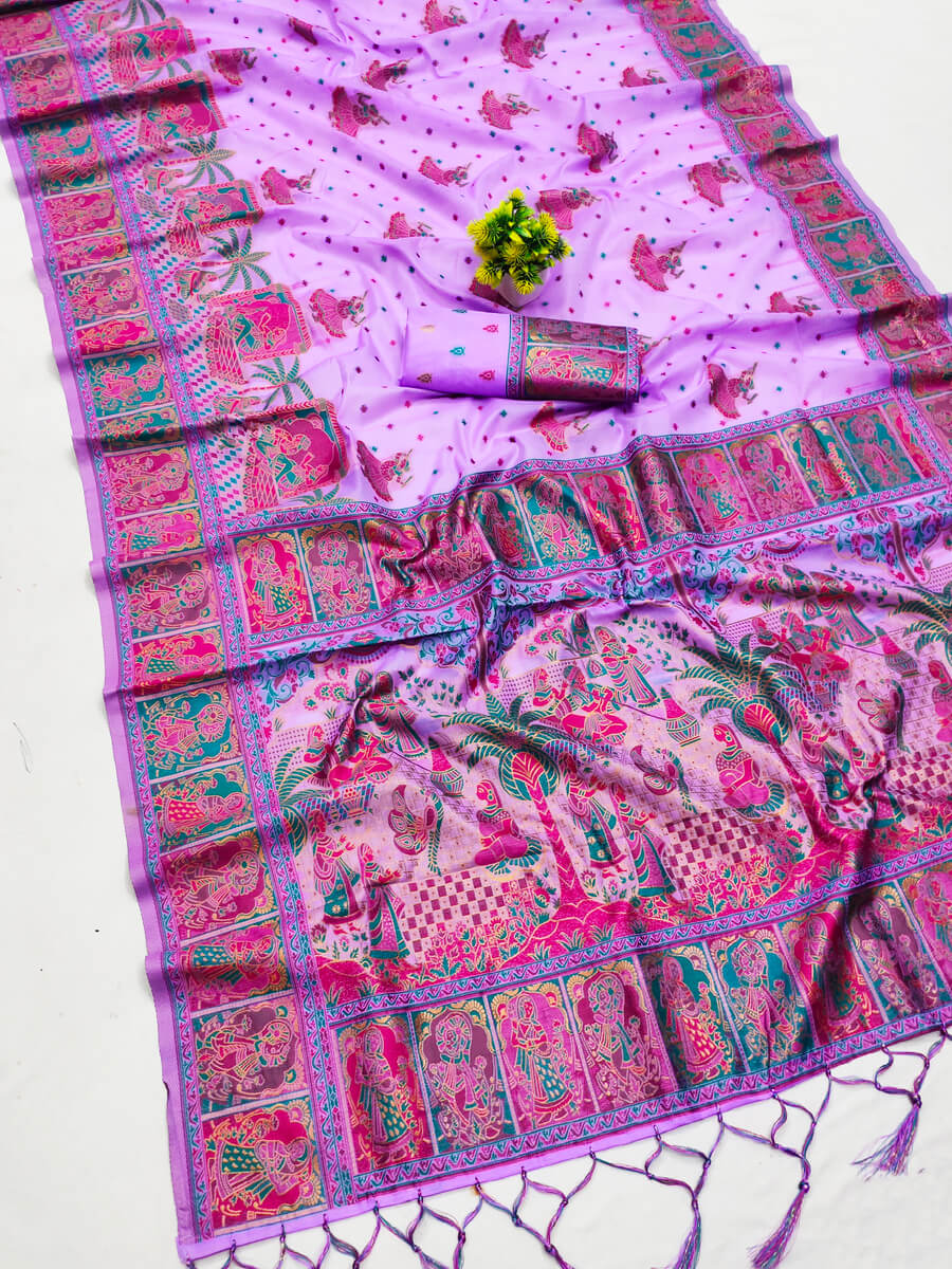 Panache Lavender Pashmina saree With Mesmerising Blouse Piece