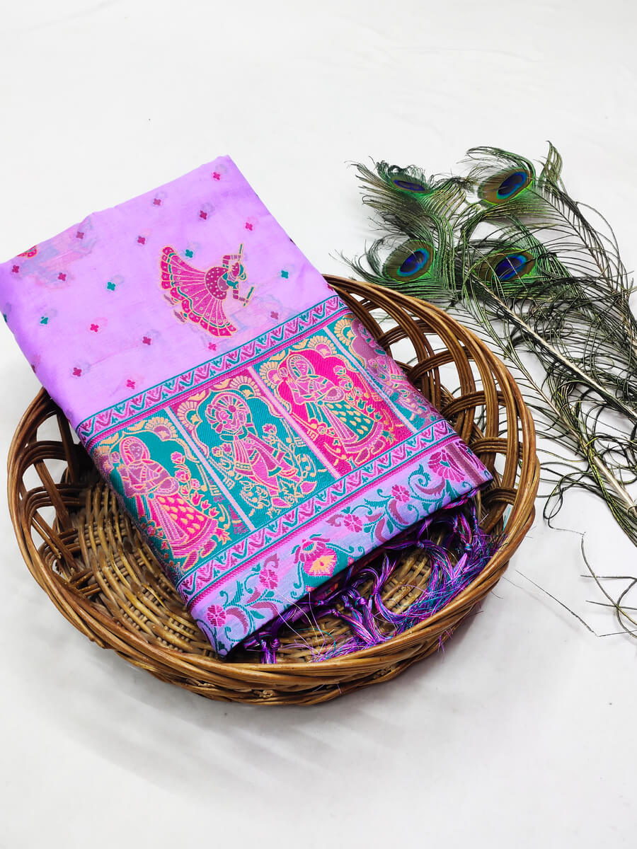 Panache Lavender Pashmina saree With Mesmerising Blouse Piece