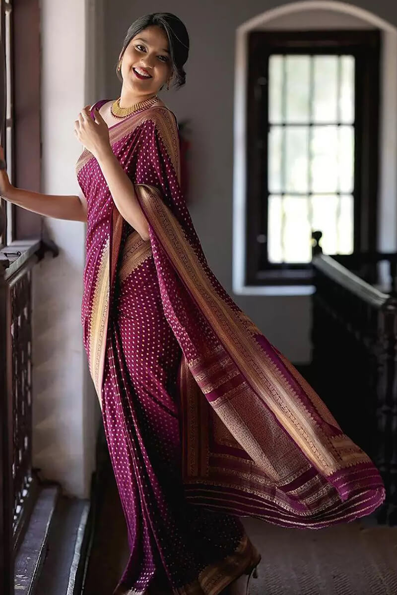 Fancifull Purple Soft Silk Saree With Conflate Blouse Piece