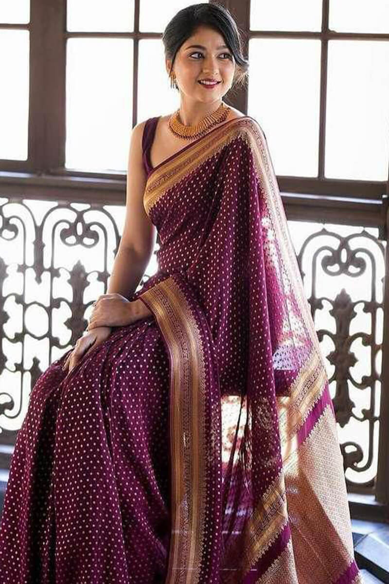 Fancifull Purple Soft Silk Saree With Conflate Blouse Piece