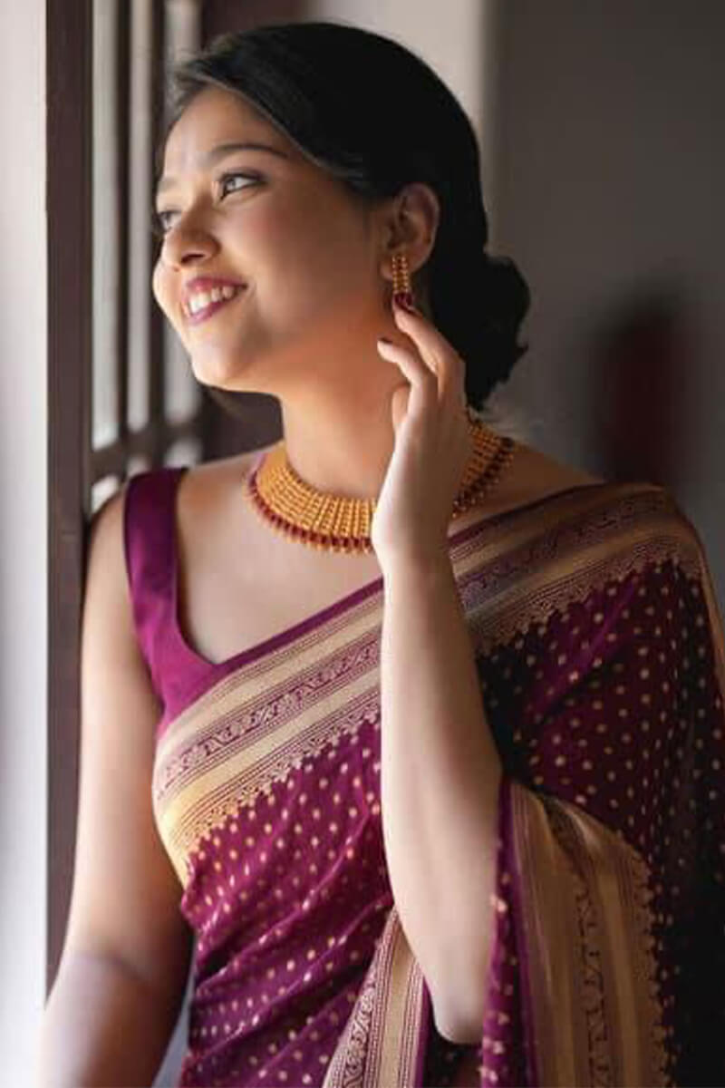 Fancifull Purple Soft Silk Saree With Conflate Blouse Piece