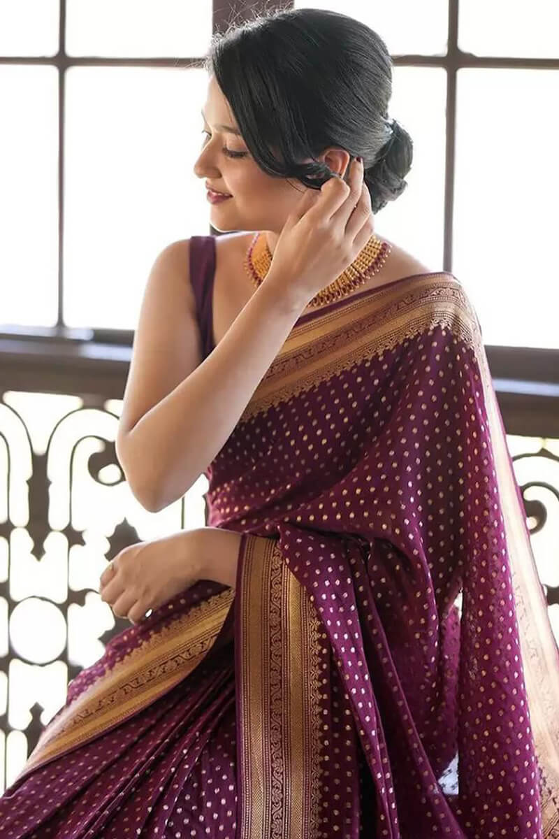 Fancifull Purple Soft Silk Saree With Conflate Blouse Piece
