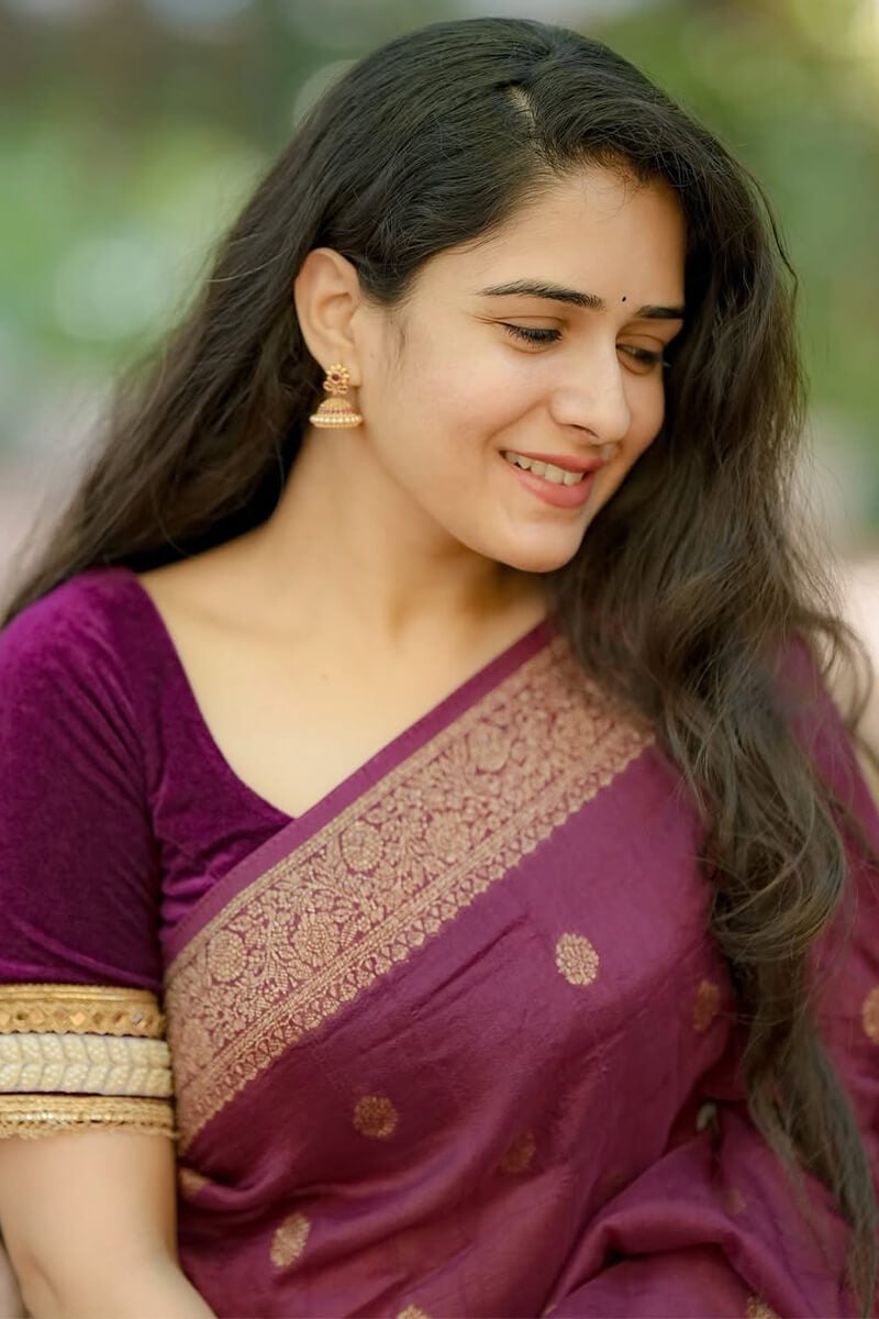 Ratatouille Wine Soft Silk Saree With Ornate Blouse Piece