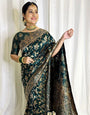 Sempiternal Dark Green Soft Silk Saree With Charismatic Blouse Piece