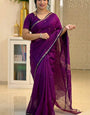 Tempting Purple Cotton Silk Saree With Evocative Blouse Piece