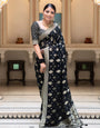 Ravishing Black Soft Banarasi Silk Saree With Preferable Blouse Piece