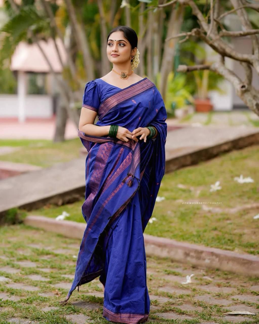 Jubilant Royal Blue Soft Silk Saree With Ailurophile Blouse Piece