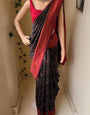 Mesmeric Black Soft Silk Saree With Eloquence Blouse Piece