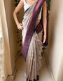 Beleaguer Grey Soft Silk Saree With Arresting Blouse Piece