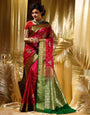 Bucolic Red Soft Silk Saree With Delightful Blouse Piece