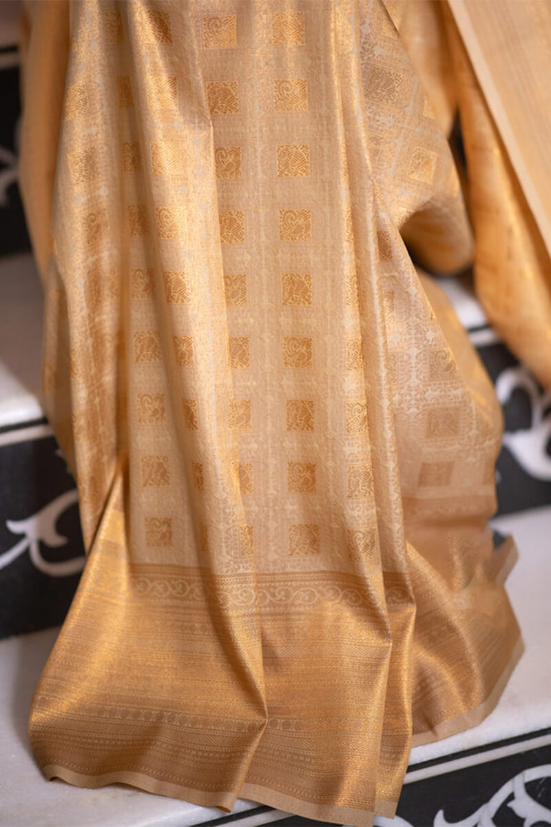 Opulent Beige Soft Silk Saree With Most Flattering Blouse Piece