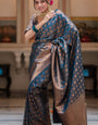 Imaginative Navy Blue Soft Silk Saree With Tremendous Blouse Piece
