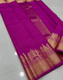 Ethnic Magenta Soft Silk Saree With Blissful Blouse Piece