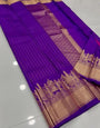 Bucolic Purple Soft Silk Saree With Elision Blouse Piece