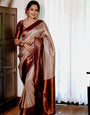 Traditional Beige Soft Silk Saree With Adorable Blouse Piece