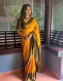 Glowing Yellow Soft Silk Saree with Hypnotic Blouse Piece