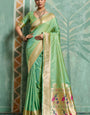 Charming Pista Paithani Silk Saree With Lassitude Blouse Piece