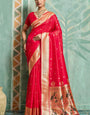 Exquisite Red Paithani Silk Saree With Nebula Blouse Piece