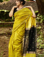Assemblage Mehndi Cotton Silk Saree With Effervescent Blouse Piece