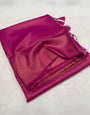 Lustrous Dark Pink Kanjivaram Silk Saree With Desultory Blouse Piece