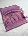 Delightful Lavender Kanjivaram Silk Saree With Charismatic Blouse Piece