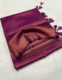 Preferable Purple Kanjivaram Silk Saree With Ornate Blouse Piece