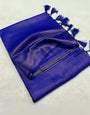 Glamorous Royal Blue Kanjivaram Silk Saree With Demesne Blouse Piece