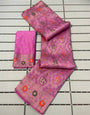 Lissome Pink Soft Banarasi Silk Saree With Alluring Blouse Piece