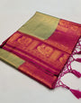 Sensational Green Kanjivaram Silk Saree With Vestigial Blouse Piece