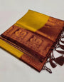 Refreshing Mustard Kanjivaram Silk Saree With Surreptitious Blouse Piece